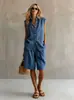 Conjunto de Blusa de Lino Casual de Moda Transfronteriza Verano 2026 para Mujer, de Botones a un Lado, sin Mangas