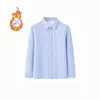 Camisa Branca Forrada com Fleece para Meninos, Fabricante com Estoque, Roupa de Performance Branca Espessa para Meninas Outono e Inverno, Camisa Térmica Infantil