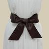 Cinturón extra largo y suave de verano para mujer, banda de PU con lazo, cintura ancha, cierre de presión, accesorios de ropa que combinan con todo