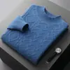 Nuevo Suéter de Cachemir Jacquard de Cuello Alto Medio para Hombre Otoño e Invierno 2026 de Manga Larga Engrosado Cálido Jersey de Punto de Cachemir