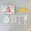 Caixa de presente com conjunto de louças de aniversário, conjunto de cinco peças, pratos de papel para padarias e confeitarias, combinação de talheres e pratos descartáveis