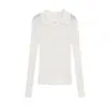 Outono 2025 Nova Roupa Feminina Europeia e Americana Transfronteiriça Top de Tricô Simples e Moderno com Gola Polo e Manga Comprida W08 26202