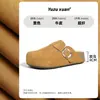 Mocasines Cerrados de Cuero Genuino Gruesos Estilo Birkenstock, Impermeables, con Plataforma para Aumentar Altura, para Mujer, Uso en Verano al Aire Libre