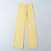 Calças Esportivas Casuais com Cordão na Cintura Elástica para Mulher, Yoga, Fitness, Elásticas, Ajustadas, Retas