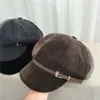 Gorra de estilo coreano versátil para mujer, tipo boina, para otoño e invierno, a la moda con hebilla de cinturón, gorra de artista de gamuza vintage de alta calidad