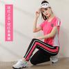 Ropa de Baile Cuadrado Traje Nuevo Top de Baile de Manga Corta para Mujer Deportes Fitness Shuffle Verano Ropa de Baile Delgada