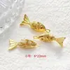 Acessórios para Joias DIY Banhado Eletroliticamente Alta Retenção de Cor Cobre Dourado Pequeno Peixe Carpa Inserido com Zircônio Pingente Móvel Pingente DIY Pingente