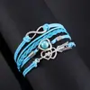 Moda Europea y Americana Retro Flecha de Cupido Amor Perla Pulsera Tejida a Mano Multicolor Símbolo Infinito para Mujer