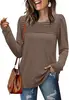 Em Estoque 2025 Roupas Femininas Transfronteiriças Europeias e Americanas Amazon Outono e Inverno Nova Camiseta Casual Listrada de Manga Longa com Gola Redonda e Pregas