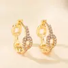 Aogu Pendientes Geométricos de Aro Hueco Nuevo Diseño Transfronterizo Chapado en Cobre Oro de 18K Circonita para Mujer Nicho Lujo Ligero Pendientes Versátiles