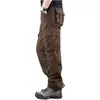 Calça Cargo de Cor Sólida Masculina com Múltiplos Bolsos Calça Esportiva Outono e Inverno 2025 Nova Calça de Trabalho Versátil Solta Casual