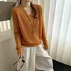 Suéter de punto con cuello en V, diseño calado y manga corta abullonada para mujer, nuevo de otoño 2026, manga larga, transpirable, versátil, color gris claro