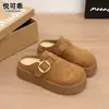 Sandálias Birkenstock Genuínas de Couro com Solado Grosso Aumentadoras de Altura Femininas Slip-on Pessoa Preguiçosa 2026 Chegada Nova de Outono Meia Sandália Fechada Casual para Exterior