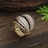 Anillo Elástico de Línea Exagerada de Esmalte de Venta Caliente Transfronteriza, Anillo de Aleación de Línea Versátil para Mujer Moderno y Personalizado