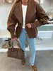 2026 Moda Otoño/Invierno de Comercio Exterior para Mujer Chaqueta de Manga Larga Botonada de Color Sólido Ceñidor de Cintura Cuello Solapa Vintage Amazon