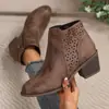 Moda Otoño/Invierno 2026 Tallas Grandes Ropa Exterior Estilo Británico Cremallera Lateral Punta Puntiaguda Tacón Bajo Botas Martin