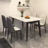 Mesa de jantar de ardósia para casas pequenas, mesa de jantar e cadeiras espessadas para restaurantes comerciais, conjunto retangular de mesa e cadeiras de jantar de luxo leve