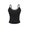 Atractivo top de tirantes finos con escote en V y retazos de malla para mujer, de verano, ajustado, corto, para usar como base