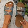 026 Verão Novo Solado Macio Fivela Ken Tira Única Fivela Dupla Lantejoulas Tamanho 35-44 Havaianas Fashionáveis Femininas