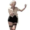 Zuitingfeng lencería sexy talla grande deseo puro sexy uniforme de secretaria OL falda bodycon profesional con correas para ceñir la cintura qqny