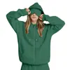 Moletom Casual Soltinho Feminino Europeu e Americano Outono e Inverno Novo Versátil Casual Simples Cor Lisa Máscara para Olhos Moletom de Manga Longa