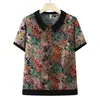 Roupas de verão para mulheres idosas, blusa casual de vovó, camiseta floral para mulheres de meia-idade, camisa polo de manga curta para mãe, nova camisa fina