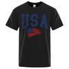 Camiseta de Hombre y Mujer con Estampado Hip-Hop de Bandera de Letra Americana, Ropa de Cuello Redondo, Camiseta Holgada Transpirable, Camiseta Casual Urbana