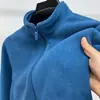 Jaqueta Cardigan Masculina com Gola Alta e Zíper Outono/Inverno 2025, Jaqueta Quente de Lã Fleece Cor Sólida para Homens