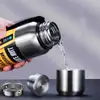 Copo térmico com tampa de aço integral, grande capacidade, camada dupla de aço inoxidável 304, garrafa térmica a vácuo portátil para esportes e uso ao ar livre, com gravação