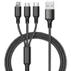 Cable de datos tipo C para teléfono móvil Android de tres en uno a tres, carga rápida, línea de fuente de fábrica, impresión de regalo