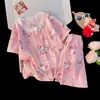 Pijama Nuevo de Verano 2026 para Niñas, Bonito de Manga Corta y Shorts, Pijama de Algodón Nube, Conjunto de Verano para Niños Mayores