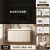 Incluye instalación: Juego de gabinete de baño inteligente de aleación de aluminio tipo panal con arco redondo, con cajones, lavabo y lavabo integrado para el baño