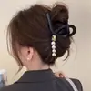 Para cabelos grossos, presilha de tubarão acrílica da moda, presilha de cabelo francesa fofa em formato de coração, presilha de garra com laço elegante para mulheres