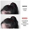 Clip-In Flor de Pera Permanente Cabello Sintético Clip-In Cola de Caballo Corta Rizada para Mujeres, Clip-In Natural Cola de Caballo Alta con Ligeros Rizos, Se Puede Peinar en una Cola de Caballo Baja