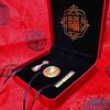 Novo ouro puro 999 tigela pauzinhos colher decoração criativa bebê um mês de idade banco de presentes vai vender presente vermelho aberto