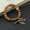 Pulsera Duobao de Madera Simple y de Moda con un Solo Círculo, Sándalo, Arañazo de Gato, Bodhisattva, Pulsera Retro de Moda para Hombres y Mujeres