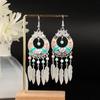 Pendientes Miao de plata de imitación étnica, atracciones turísticas, pendientes de flores bohemias, pendientes largos con borlas, venta al por mayor