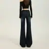 Jeans Americanos Azul Grisáceo Micro-Campana Primavera/Verano Nuevos Sueltos Adelgazantes No Ceñidos a las Piernas Pierna Ancha Caída Pantalones de Campana