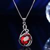 Collar con colgante de amatista de lujo para damas europeas y americanas, joyería al por mayor, color azul y rojo esmeralda.