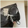 Nuevo y elegante bolso pequeño de lunares para mujer con lazo, bolso de mano con forma de media luna para ir al trabajo, bolso de hombro y bandolera de moda