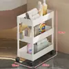 Prateleira de Armazenamento Traseira para Porta de Banheiro Armário de Armazenamento de Chão para Espaço Estreito no Banheiro Carrinho Pequeno Multicamadas Ultrafino para Espaço do Vaso Sanitário