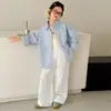 Conjunto de Camisa Primavera e Verão para Meninas 2026 Moda Estilo Coreano Casual Conjunto de Camisa com Xale e Calça para Crianças Mais Velhas