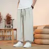 Pantalones Anchos Holgados de Lino Sintético Estilo Chino de Verano 2026 Nuevo Estilo Chino Talla Grande de Moda Pantalones Casuales de Seda de Hielo