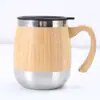 Termo de Cáscara de Bambú Botella de Agua Taza de Agua para Coche Taza de Bambú Taza de Café de Acero Inoxidable Portátil al por Mayor Portátil Montado en Coche