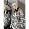 Chaqueta de rayas estilo americano para hombre, nuevo modelo de primavera y otoño, marca juvenil moderna, corte holgado, color block, cuello de solapa, abrigo de moda vintage