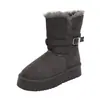 Botas de nieve grises de caña alta para mujer, nuevo modelo de invierno 2026, suela gruesa, forradas de felpa, engrosadas, botas de algodón para la nieve de longitud media