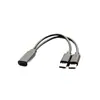 Adaptador de Energia Fêmea Tipo-C com Portas Macho Duplas Tipo-C, Cabo de Carregamento 5V, Adaptador Fêmea Tipo-C para Duas Macho Tipo-C