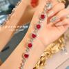 Pulsera importada de diamante rosa con corte de flor de hielo, pulsera de corindón rojo con diamante de alto carbono, pulsera de tesoro de color cristal azul afilado para banquetes de industria pesada para mujer