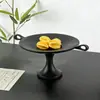 Adorno de Frutero Artístico de Doble Oreja con Pie Alto Estilo Medieval para Casas Modelo Modernas, Hoteles y Entradas de Hogar, Decoración de Bandeja de Gama Alta