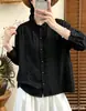 Nueva ropa de otoño para mujer 2026: camisa bordada con volantes, blusa casual artística y juvenil con cuello alto